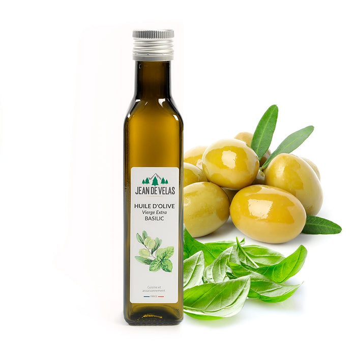 Huile de première pression à froid : Huile d'olive - Basilic