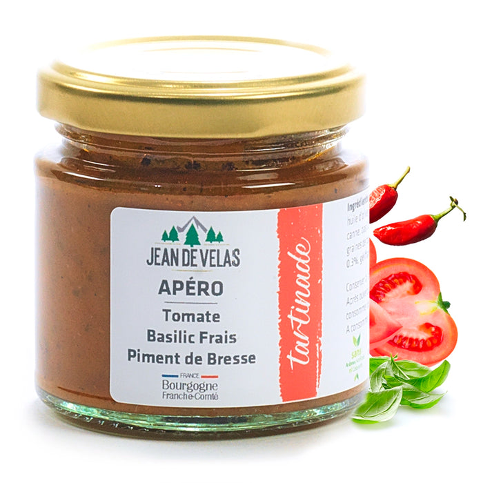 Idées apéro : Tartinade Tomate, Basilic frais et Piment de Bresse