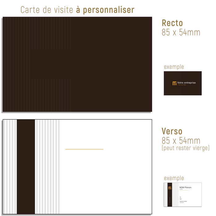 Cartes de visite simples classiques marrons