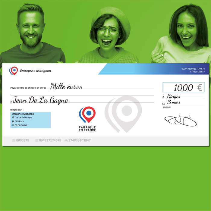 Personalized giant erasable dummy check neutral model