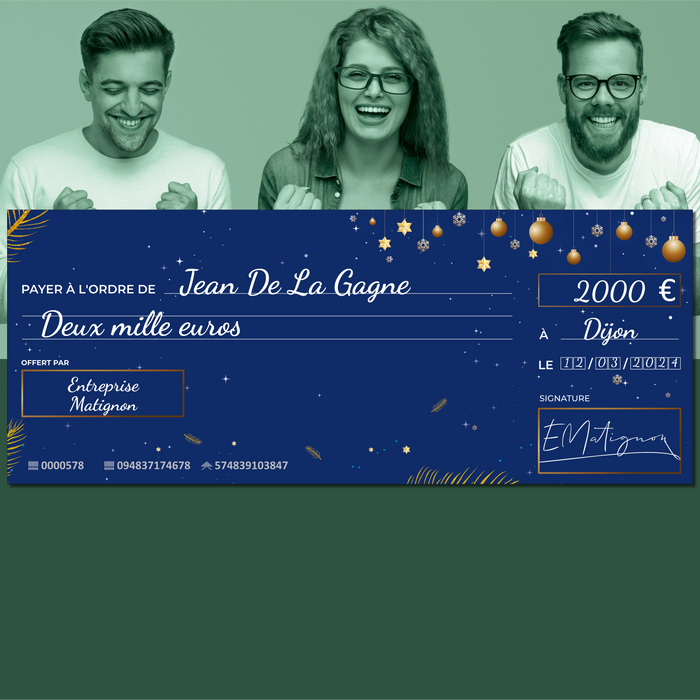 faux chèque de banque à imprimer bleu