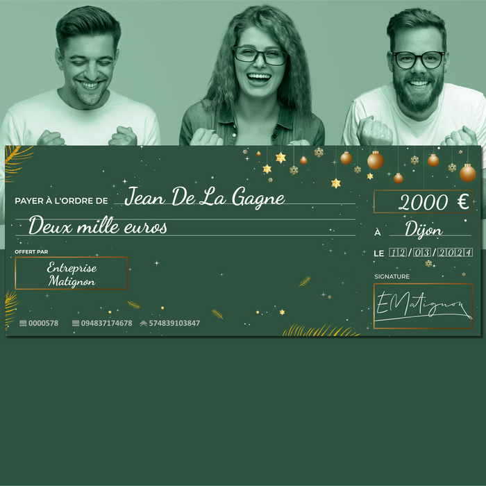 faux cheque de banque vert guirlande