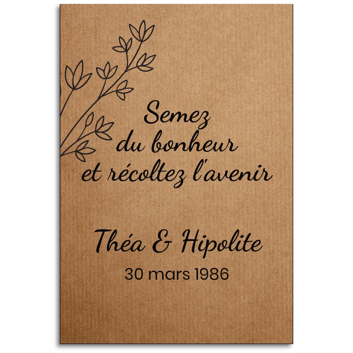 Sachet de graine personnalisé pour mariage KRAFT simple