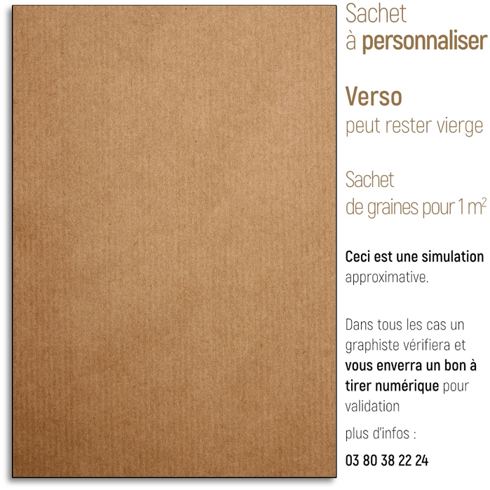 Sachet Fleur des champs,  sac en papier personnalisé de graines fond KRAFT vierge