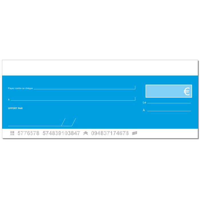 template cheque géant - faux chèque de banque à imprimer bleu électrique