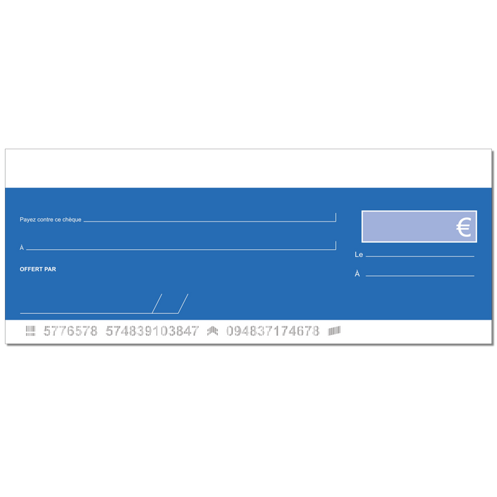 Template gros chèque en carton factice modèle bleu marine classique