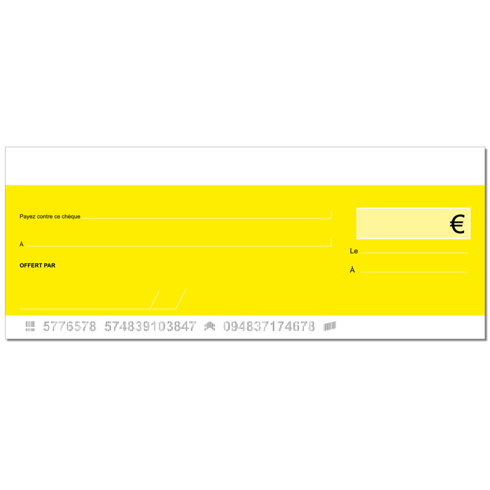 Template cheque géant anniversaire à offrir jaune