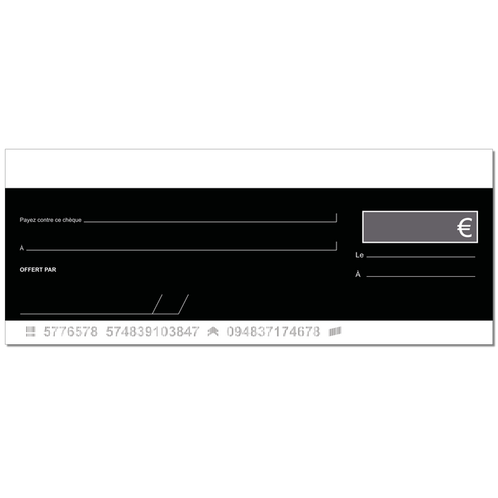 Chèque factice géant effaçable personnalisé modèle neutre noir ardoise