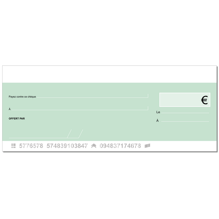 cheque géant factice pdf vert pastel