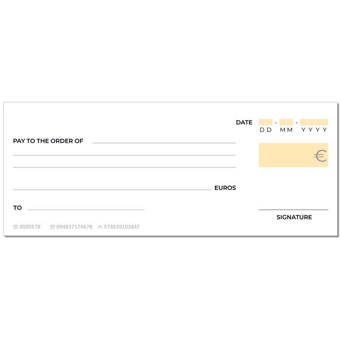 faux cheque factice à imprimer anglais jaune