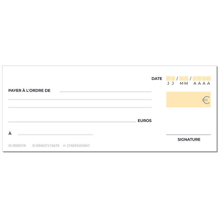 Chèque factice géant effaçable personnalisé modèle français jaune