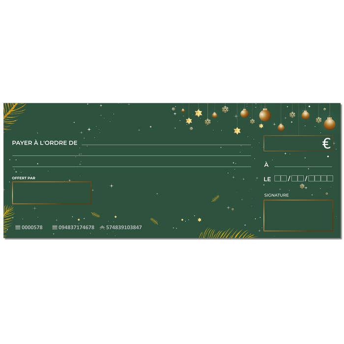 faux cheque de banque vert guirlande