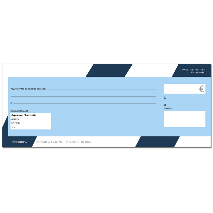 Chèque géant effaçable personnalisé modèle CHEQUE GEANT rayures bleu ciel