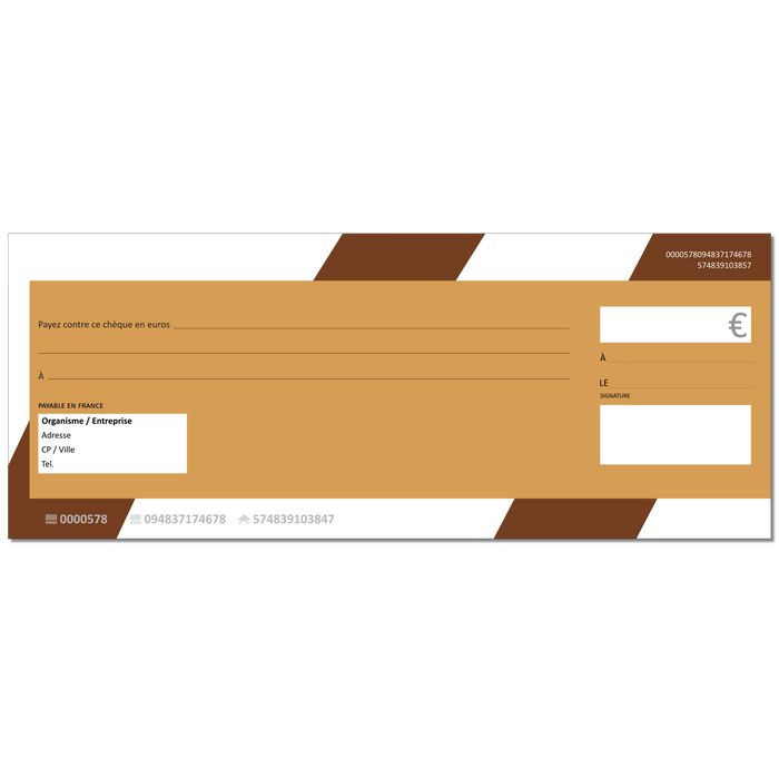 Chèque géant effaçable personnalisé modèle CHEQUE GEANT rayures marron carton
