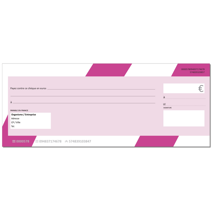 Chèque géant effaçable personnalisé modèle CHEQUE GEANT rayures roses