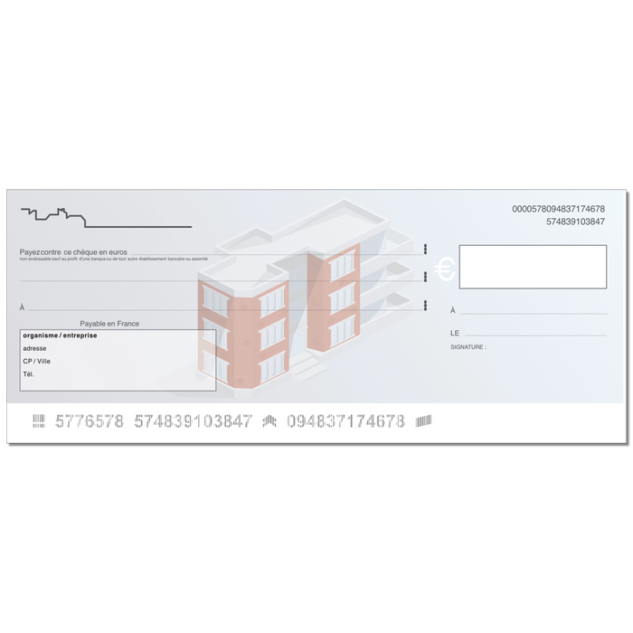 Chèque factice géant effaçable personnalisé modèle immobilier