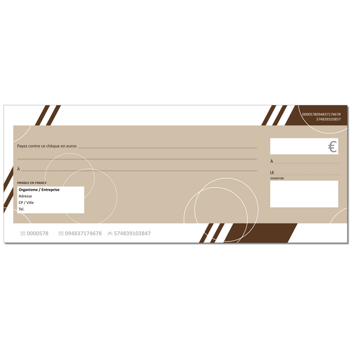 Chèque factice géant effaçable personnalisé modèle marron tendance