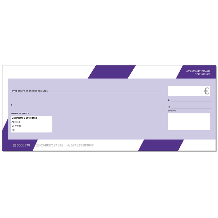 Chèque géant effaçable personnalisé modèle CHEQUE GEANT rayures mauves