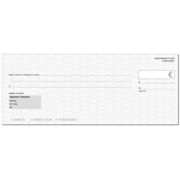 Chèque factice géant effaçable personnalisé modèle standard noir