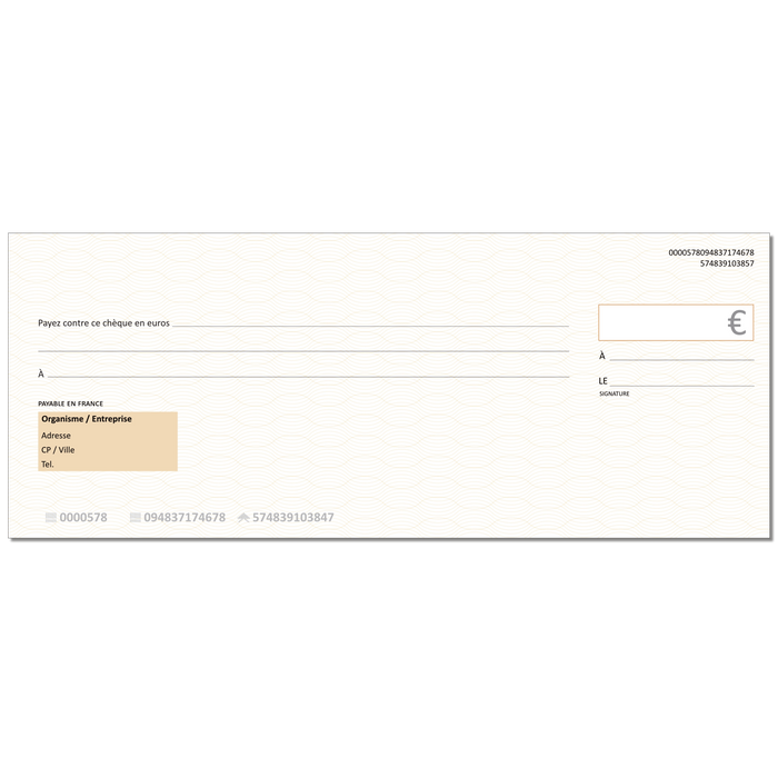 Chèque factice géant effaçable personnalisé modèle standard orange