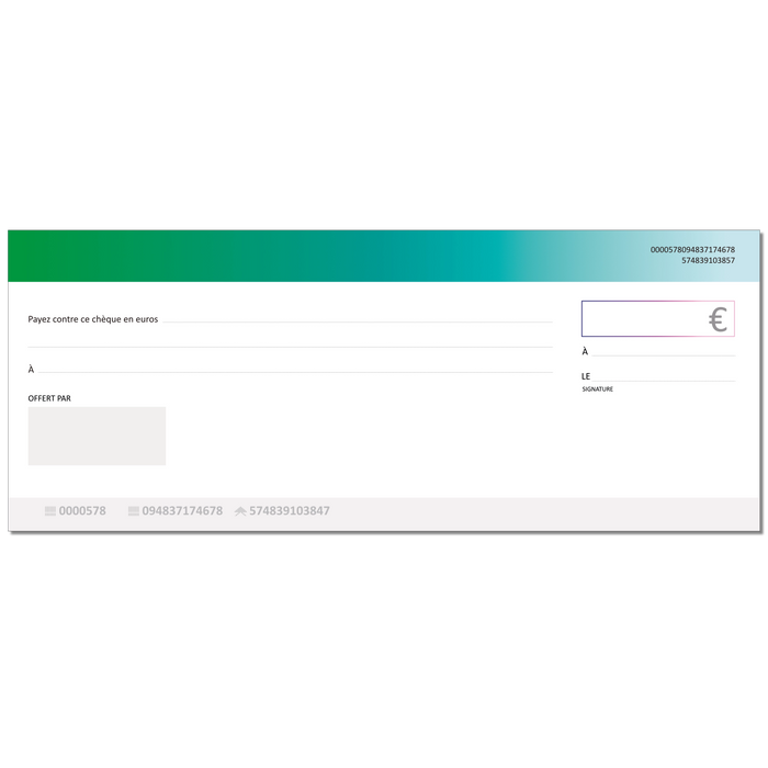 chèque factice géant gratuit vert bouteille
