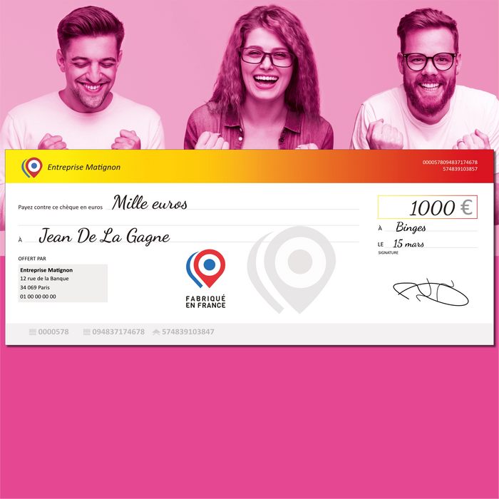faux cheque geant pompier feux