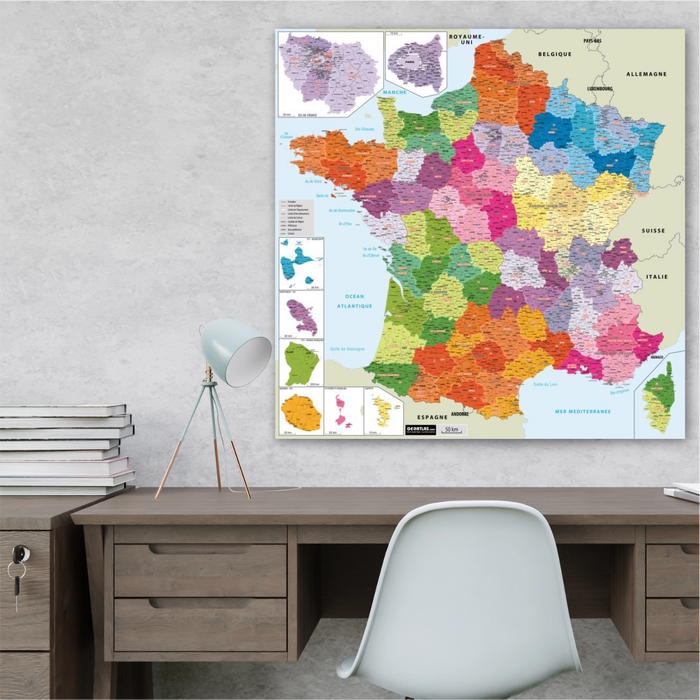 Tableaux effaçable : carte de France administrative 13 régions - Bien-stocker