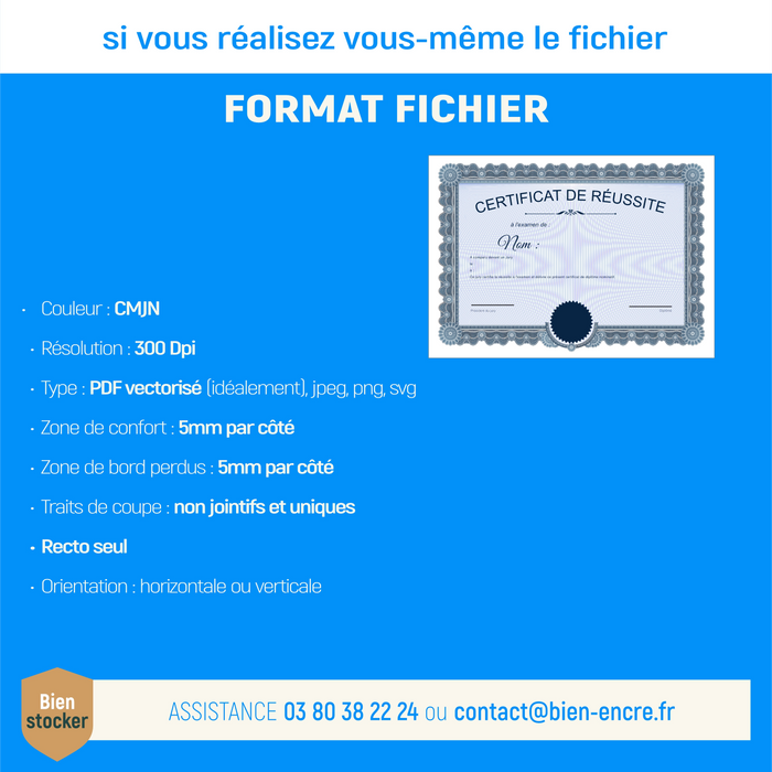 Mon diplome vierge : faux diplome personnalisé ancien bleu - Bien-stocker