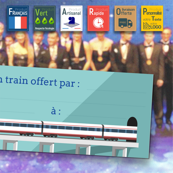 Faux billet de train géant personnalisé modèle ticket bleu - Bien-stocker