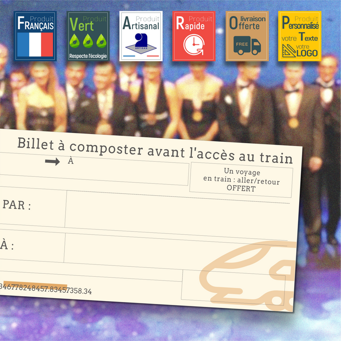 Faux billet de train géant personnalisé modèle voyage sncf - Bien-stocker