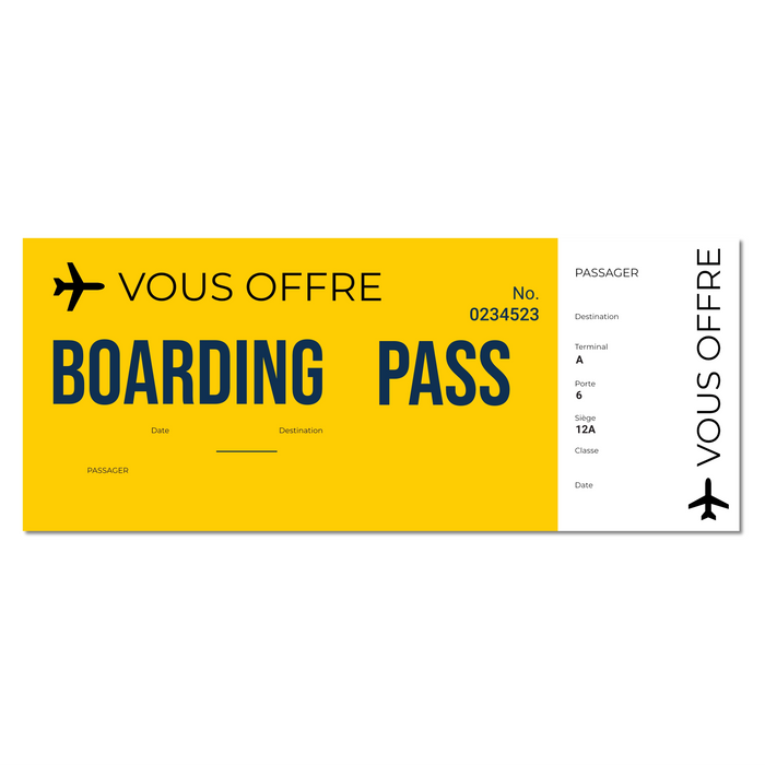Billet d'avion factice géant personnalisé modèle Boarding pass - Bien-stocker