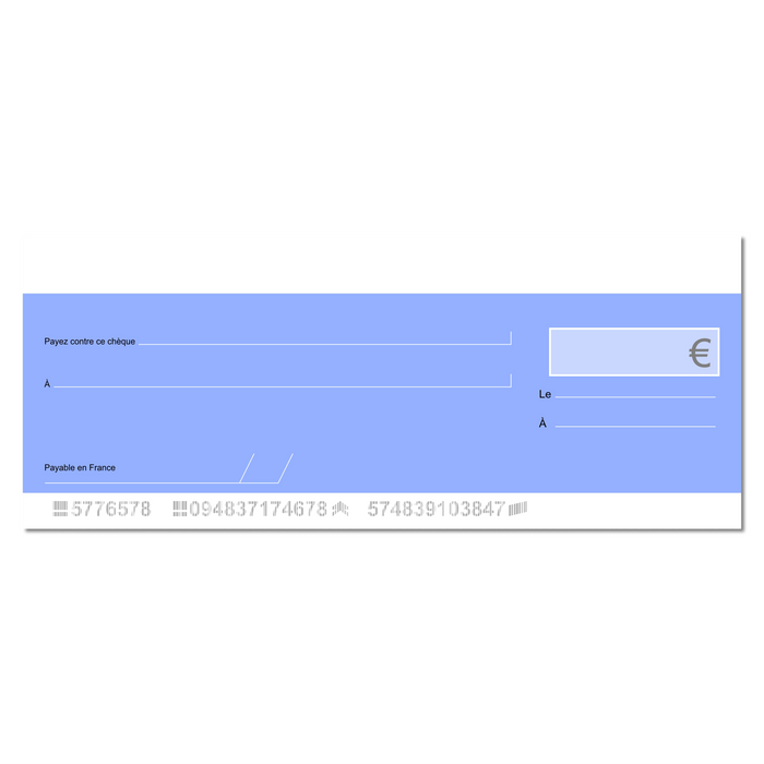 Chèque factice géant effaçable personnalisé modèle neutre bleu de chez Bien stocker