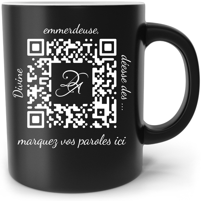 MUG Divine emmerdeuse, déesse des râleuses, paroles de Donna Angel avec chanson QRcode