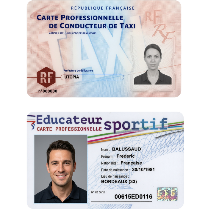 Photo d'identité carte professionnelle