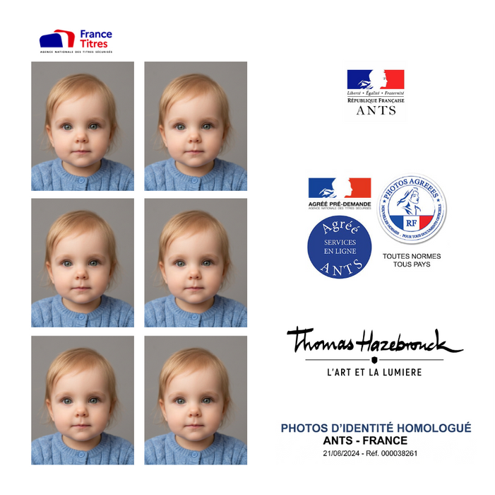 Photo d'identité bébé carte identité et passeport