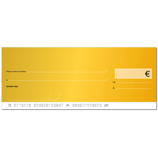 Modèle cheque gagnant factice à imprimer or intégral golden ticket