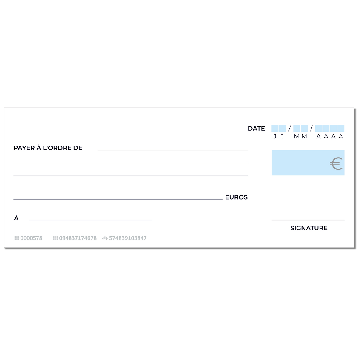 Chèque factice géant effaçable personnalisé modèle français bleu — Bien ...