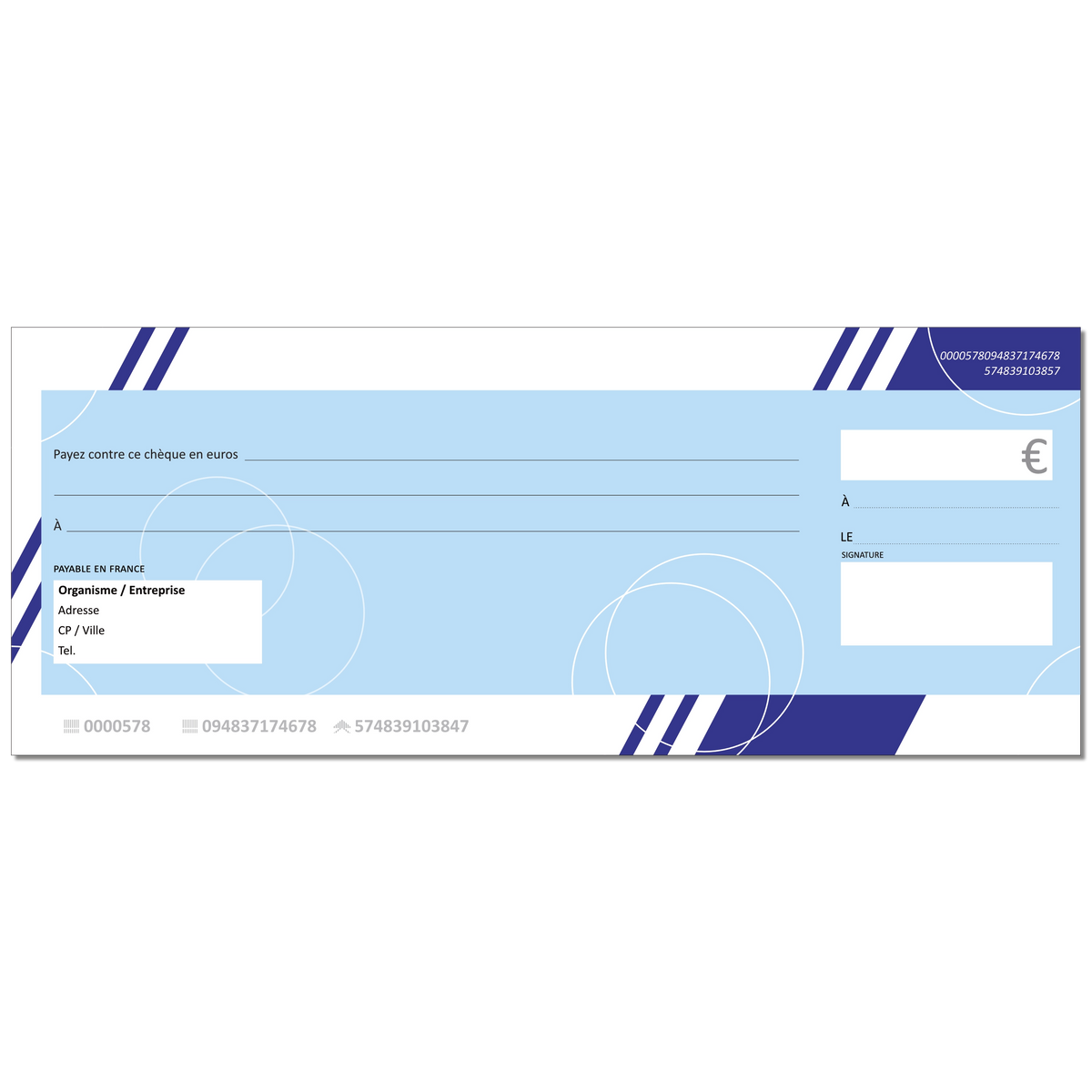 Cheque Blue Chèque factice géant effaçable personnalisé modèle bleu tendance — Bien ...