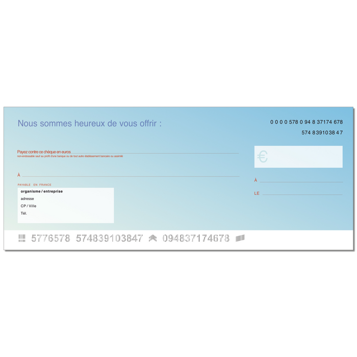 Custom Erasable Giant Dummy Check Gradient Template