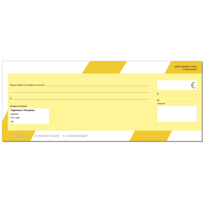 Chèque géant effaçable personnalisé modèle CHEQUE GEANT rayures jaunes