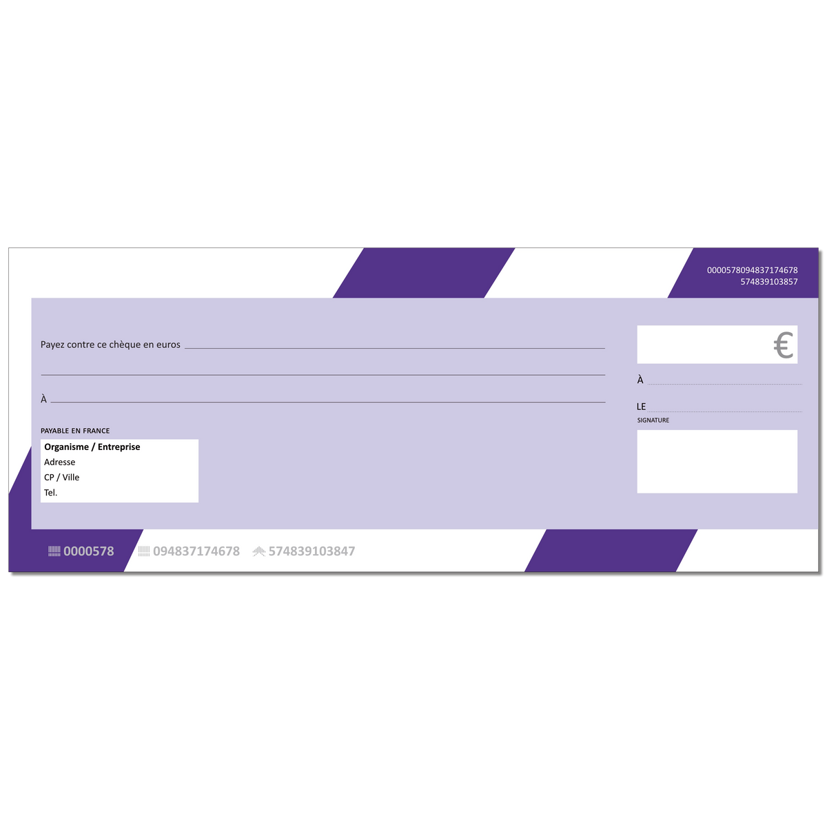 Chèque géant effaçable personnalisé modèle CHEQUE GEANT rayures mauves
