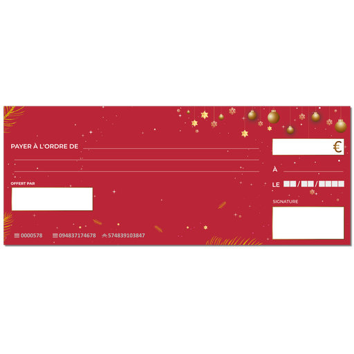 faux grand chèque de banque à imprimer noël rouge