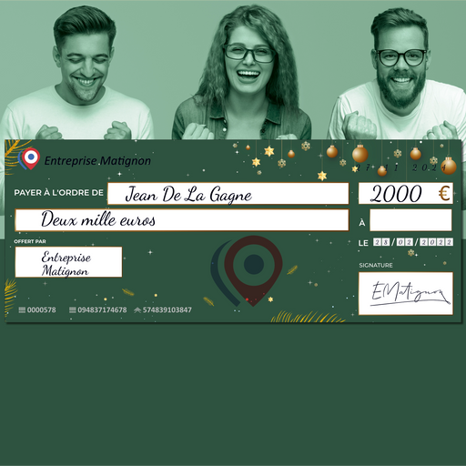 faux grand chèque de banque à imprimer noël vert