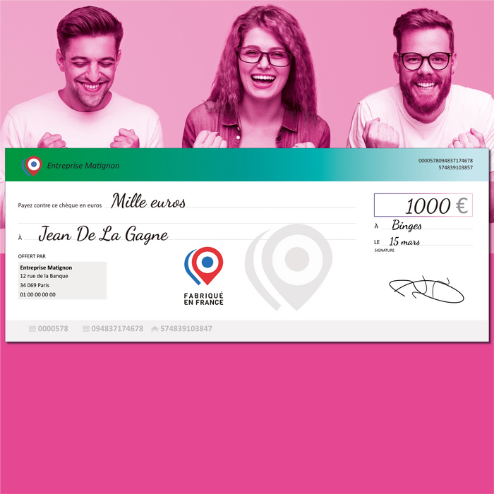 template chèque factice géant gratuit vert bouteille