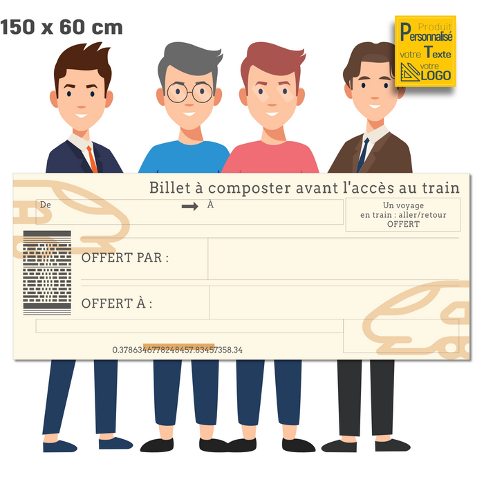 Faux billet de train géant personnalisé modèle voyage sncf - Bien-stocker
